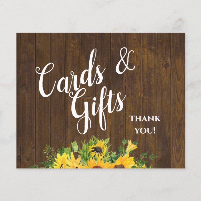 Cards and Gifts Thank You Rustic Wedding Sign (Front)