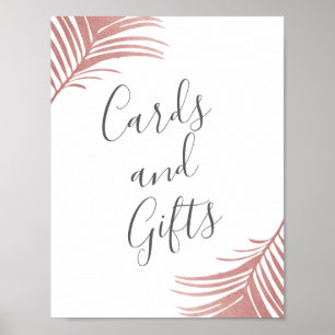 Cards and Gifts Tropical Rose Gold Palm Leaves Poster