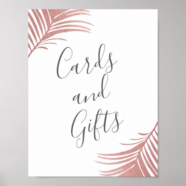 Cards and Gifts Tropical Rose Gold Palm Leaves Poster (Front)