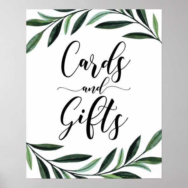 Cards And Gifts Watercolor Greenery Poster (Front)