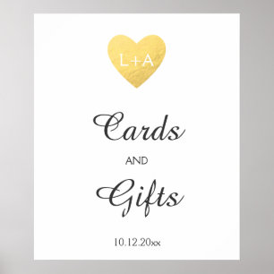 Cards and gifts Wedding sign, faux gold heart Poster