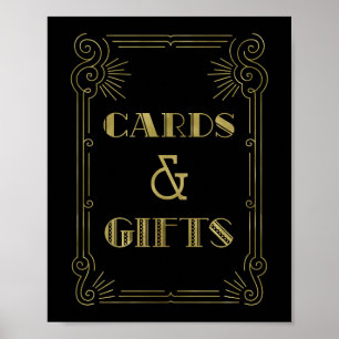 Cards and Gifts Wedding Sign Gold Black 1920s