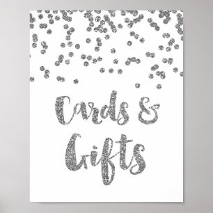 Cards and Gifts Wedding Sign Silver Confetti