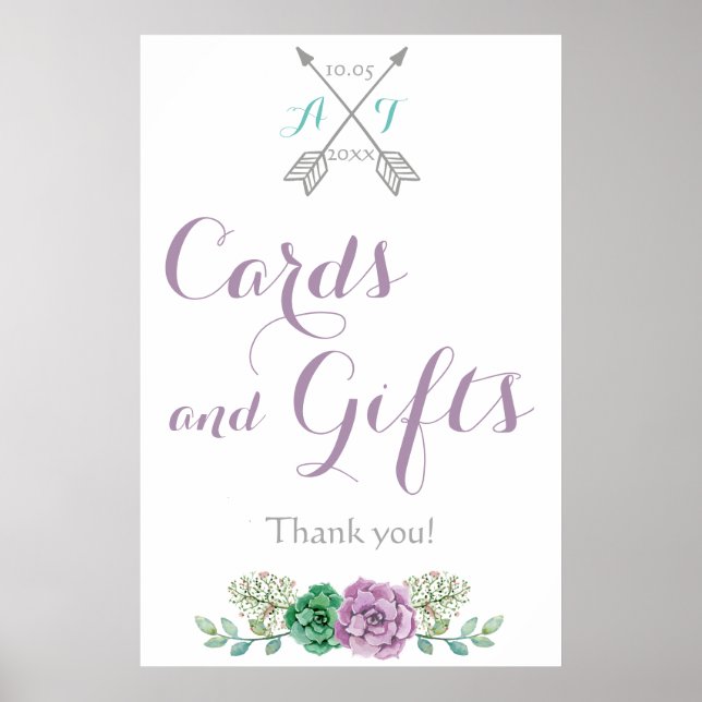 Cards and Gifts wedding signage bothanical flower Poster (Front)