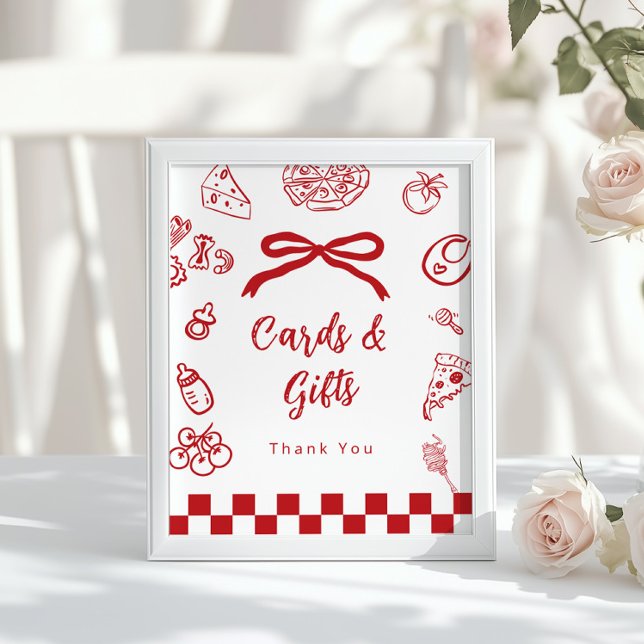 Cards and gifts Whimsical Bow Pizza Baby Shower Poster (Creator Uploaded)