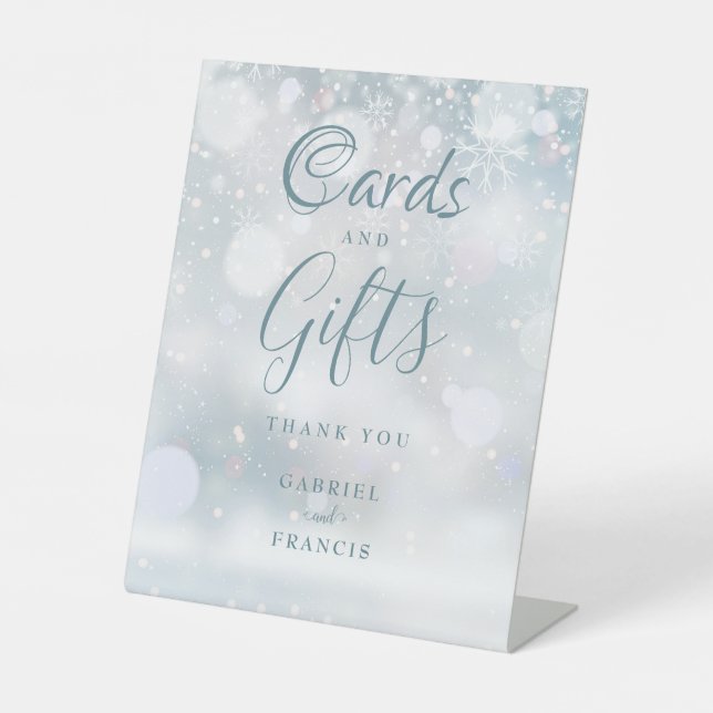 Cards And Gifts Winter Snowflakes Pedestal Sign (Front)