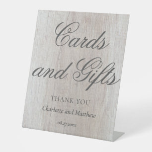 Cards And Gifts Wooden Chic Modern Wedding Event Pedestal Sign