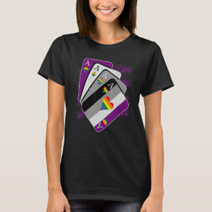 Cards Asexual Heart Rainbow LGBT LGBTQ Pride T-Shirt