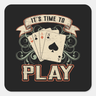 Cards Card Playing Day Poker Ace Casino Game Gift Square Sticker