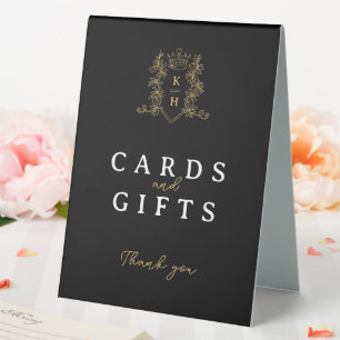 Cards gifts black gold crown wedding sign
