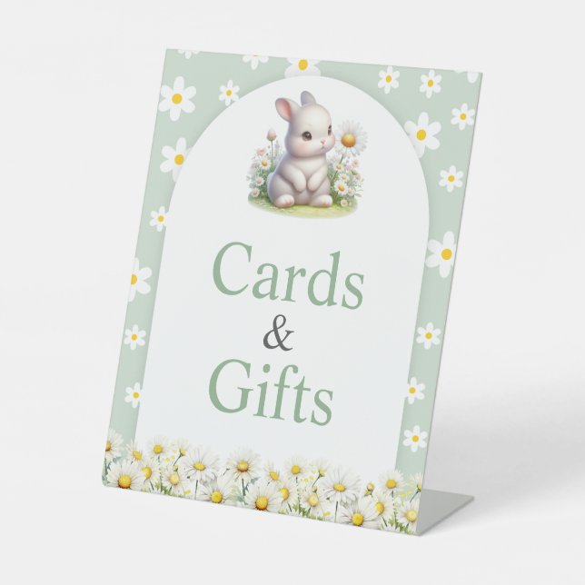 Cards & Gifts Bunny Gender Neutral Baby Shower Pedestal Sign (Front)