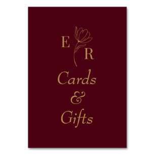 Cards & Gifts Burgundy Floral Monogram Sign