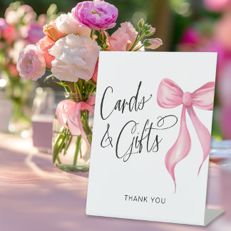 Cards & Gifts Coquette Pink Bow Pedestal Sign