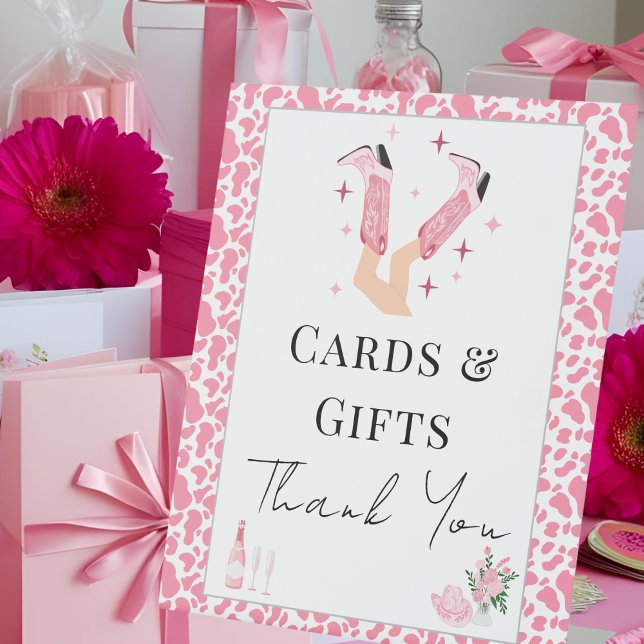Cards & Gifts Cowboy Boots & Bubbly Bridal Shower  Pedestal Sign (Creator Uploaded)