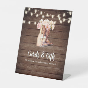 CARDS & GIFTS Cowgirl Boots Bridal Shower Pedestal Sign