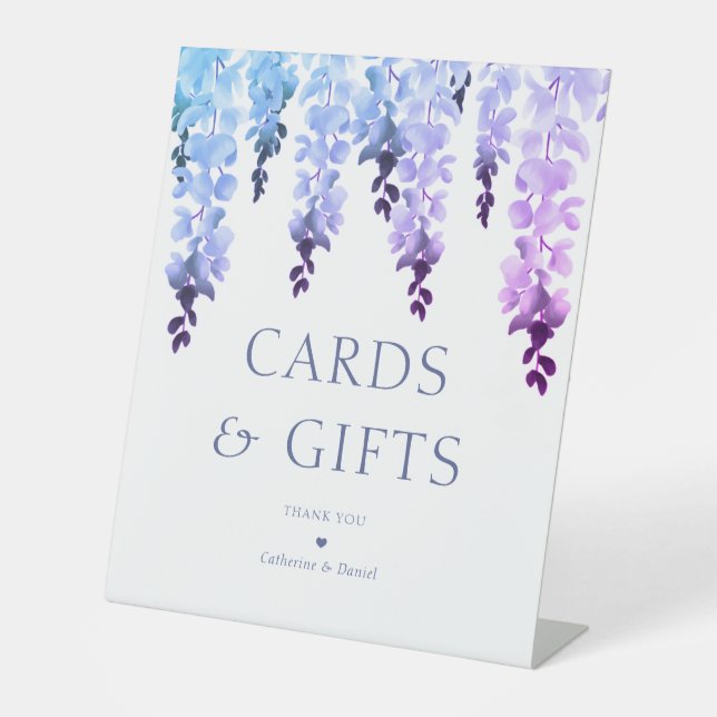 Cards & Gifts Elegant Floral Wedding Event Pedestal Sign (Front)