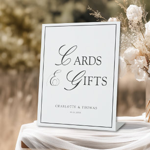 CARDS & GIFTS Elegant Royal White & Black Wedding Pedestal Sign