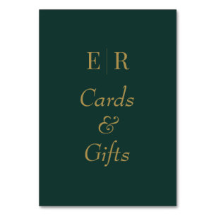 Cards & Gifts Emerald Green Monogram Table Sign