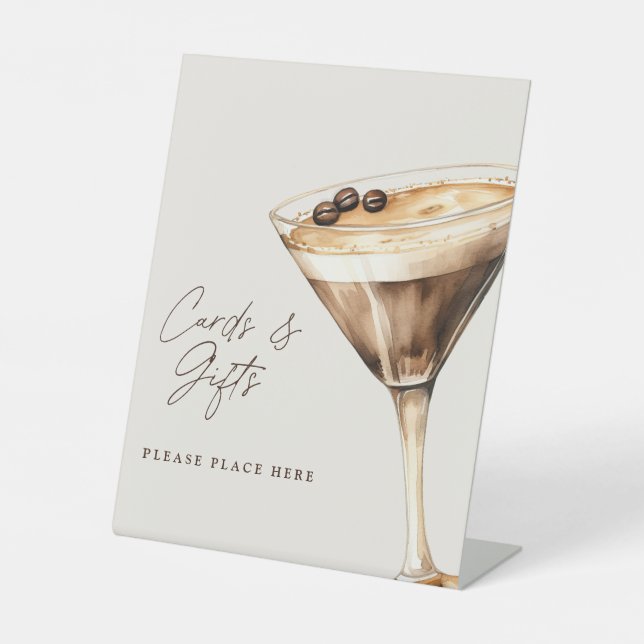 Cards & Gifts Espresso Martini Bridal Shower Pedestal Sign (Front)