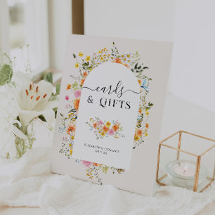 Cards & Gifts   Floral Boho Wedding Pedestal Sign