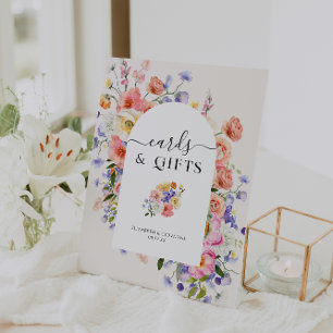 Cards & Gifts   Floral Boho Wedding Pedestal Sign