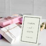 Cards gifts gold party ivory pedestal sign<br><div class="desc">A soft ivory coloured background and a white frame. Text: Cards and gifts. Thank you!</div>