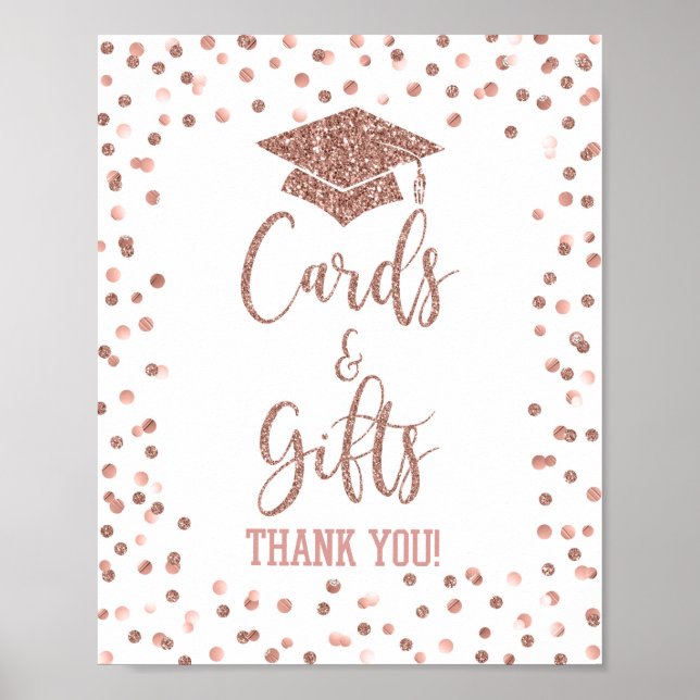 Cards & Gifts Graduation Party Sign Rose Gold (Front)