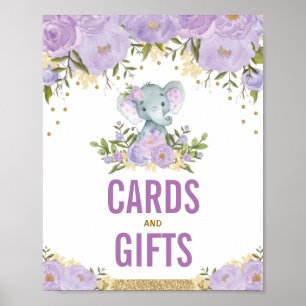 Cards & Gifts Jungle Elephant Purple Gold Elephant Poster