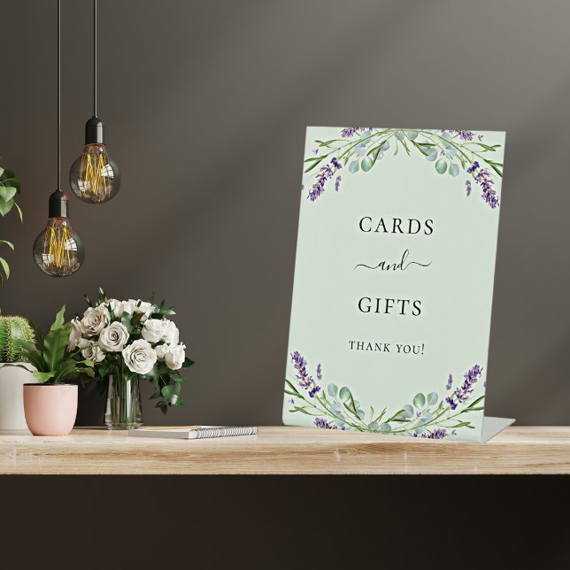 Cards gifts lavender violet floral eucalyptus sage pedestal sign (Creator Uploaded)