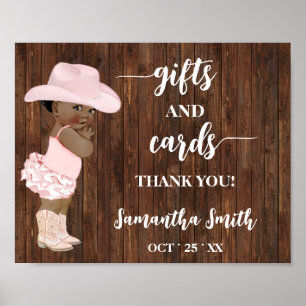 Cards & Gifts Little AA Cowgirl Baby Shower Sign