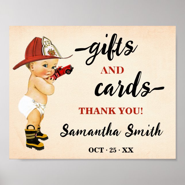 Cards & Gifts Little Firefighter Baby Shower Poster (Front)