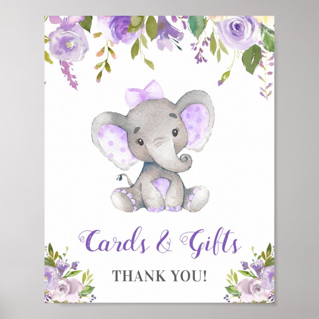 Cards Gifts Little Peanut Elephant Light Purple Poster (Front)
