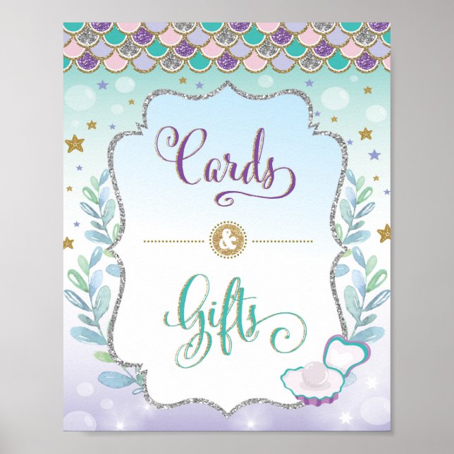 Cards & Gifts Mermaid Birthday Baby Shower Sign (Front)