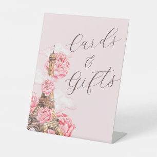Cards Gifts Paris Theme Bridal Shower Pedestal Sign