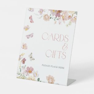 Cards & Gifts Pink Butterflies Bridal Shower Pedestal Sign