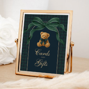 Cards & Gifts: Plaid Polo Teddy Bear Baby Shower Poster