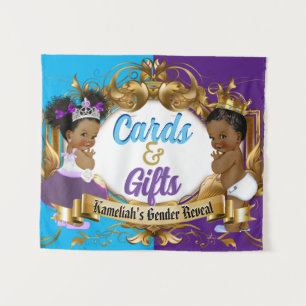 Cards & Gifts Purple & Blue Royal Gender Reveal Tapestry