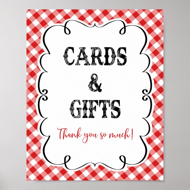 Cards & Gifts Red Gingham I Do BBQ Picnic Poster (Front)