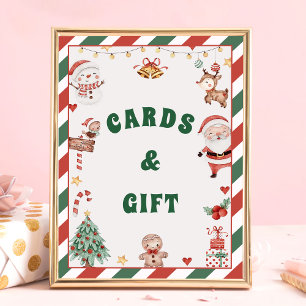"Cards & Gifts" Santa Christmas Table Sign