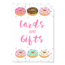 Cards & Gifts Shower Table Sign Pink Doughnuts
