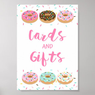 Cards & Gifts Shower Table Sign Pink Doughnuts