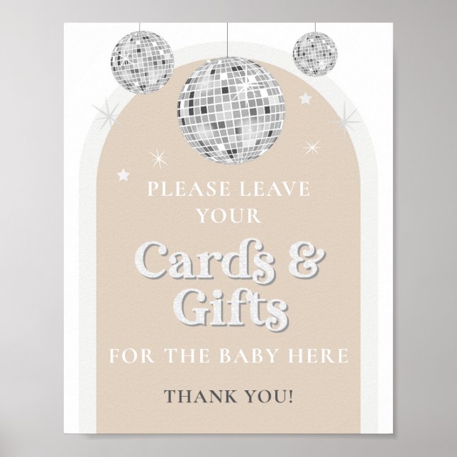 Cards & Gifts Sign Disco Ball Baby Shower (Front)
