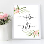 Cards gifts sign pink greenery gold baby shower<br><div class="desc">For more advanced customisation of this design,  simply select the "Customise It" button above!</div>