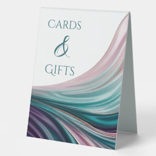 Cards & Gifts Sign-Teal & Blush Silk