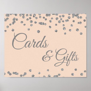 Cards & Gifts Silver Faux Glitter Confetti Blush Poster
