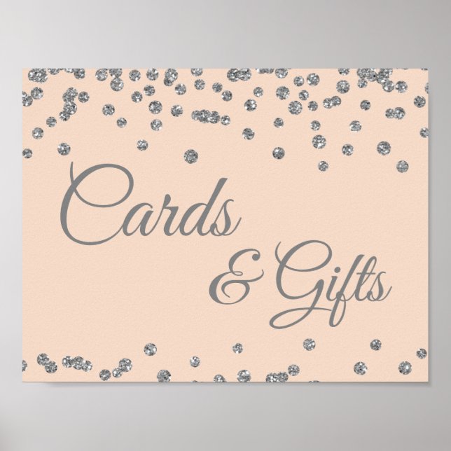 Cards & Gifts Silver Faux Glitter Confetti Blush Poster (Front)