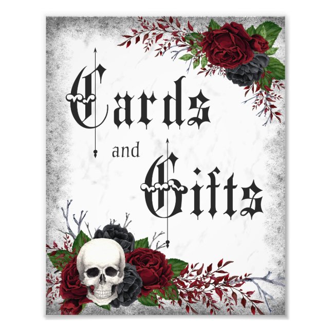 Cards & Gifts, Skull and Roses, Gothic Wedding Photo Print (Front)
