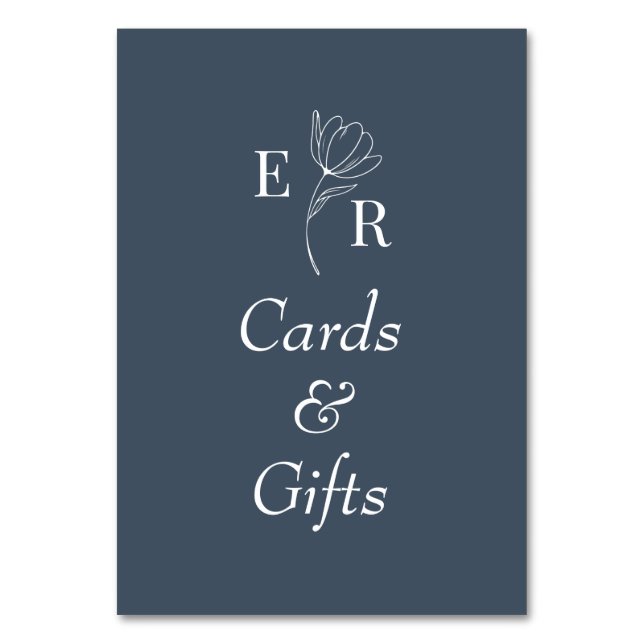 Cards & Gifts Slate Blue Floral Monogram Sign (Front)