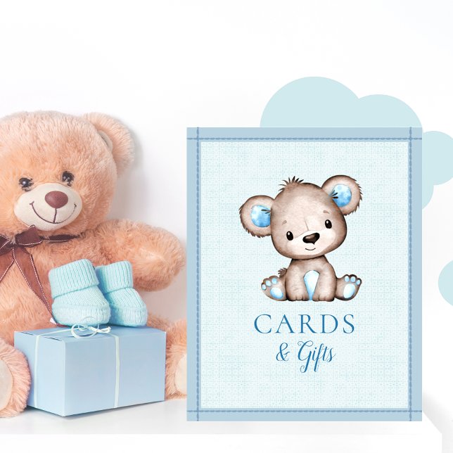 Cards & Gifts Table Cute Brown Bear Baby Shower Poster (Creator Uploaded)
