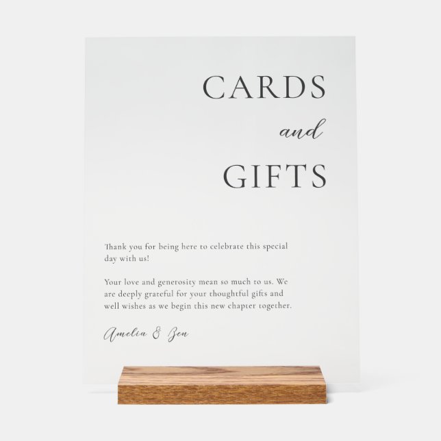 Cards Gifts Table Thank You Elegant Black White  Acrylic Sign (Front)